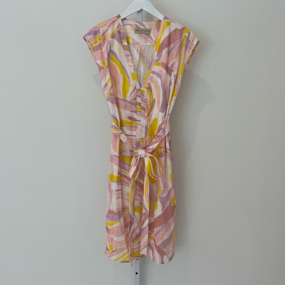 EMILIO PUCCI PINK YELLOW COTTON DRESS MODEL 1EWG10 SIZE IT 40 / US 6 NWOTS! - Picture 8 of 17